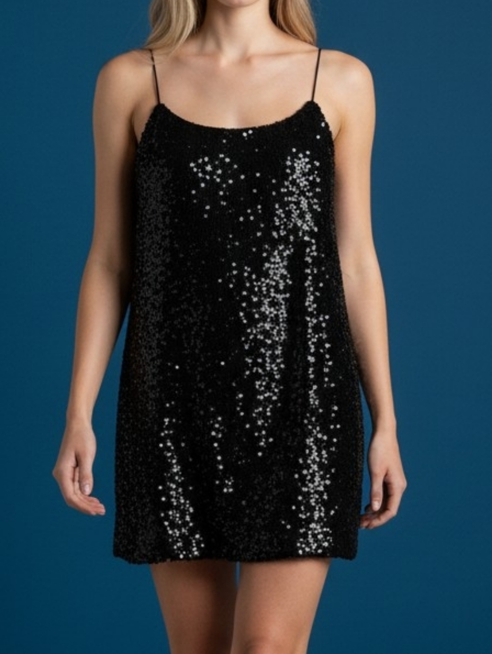 H&M Black Mini Slip Dress Sleeveless Sequin Cocktail Party